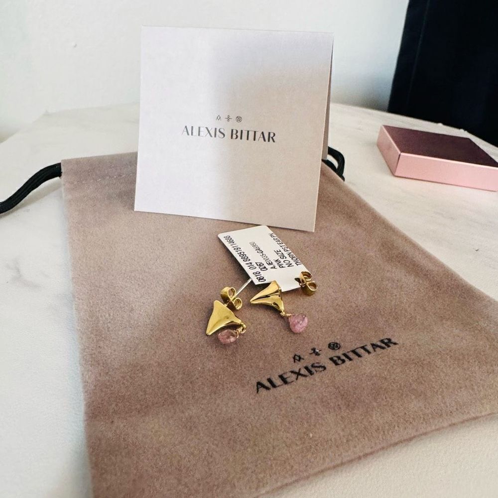Alexas Bittar Asterales Thorn 14k Goldplated & Pink Tourmaline Drop Earrings Nwt — image 2 of 8